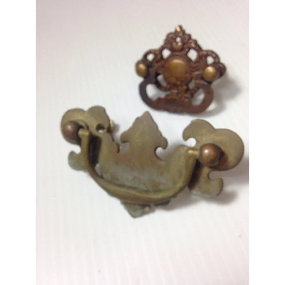 Antique Brass Drawer Pull lot 2 Ornate Hardware